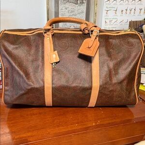 Etro Brown and Tan Travel Bag